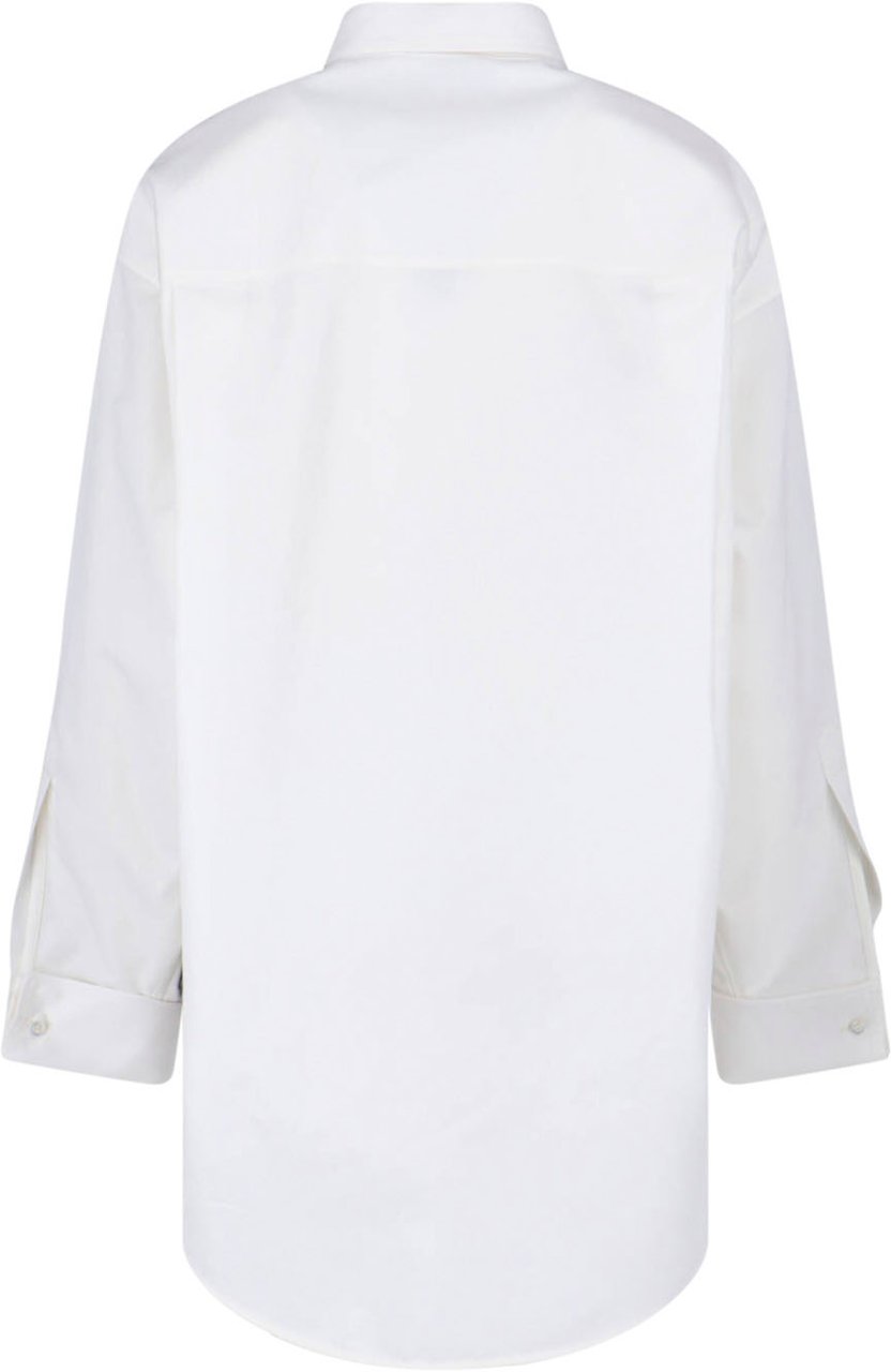 Balenciaga White Asymmetrical Cotton Silk Blend Shirt Wit