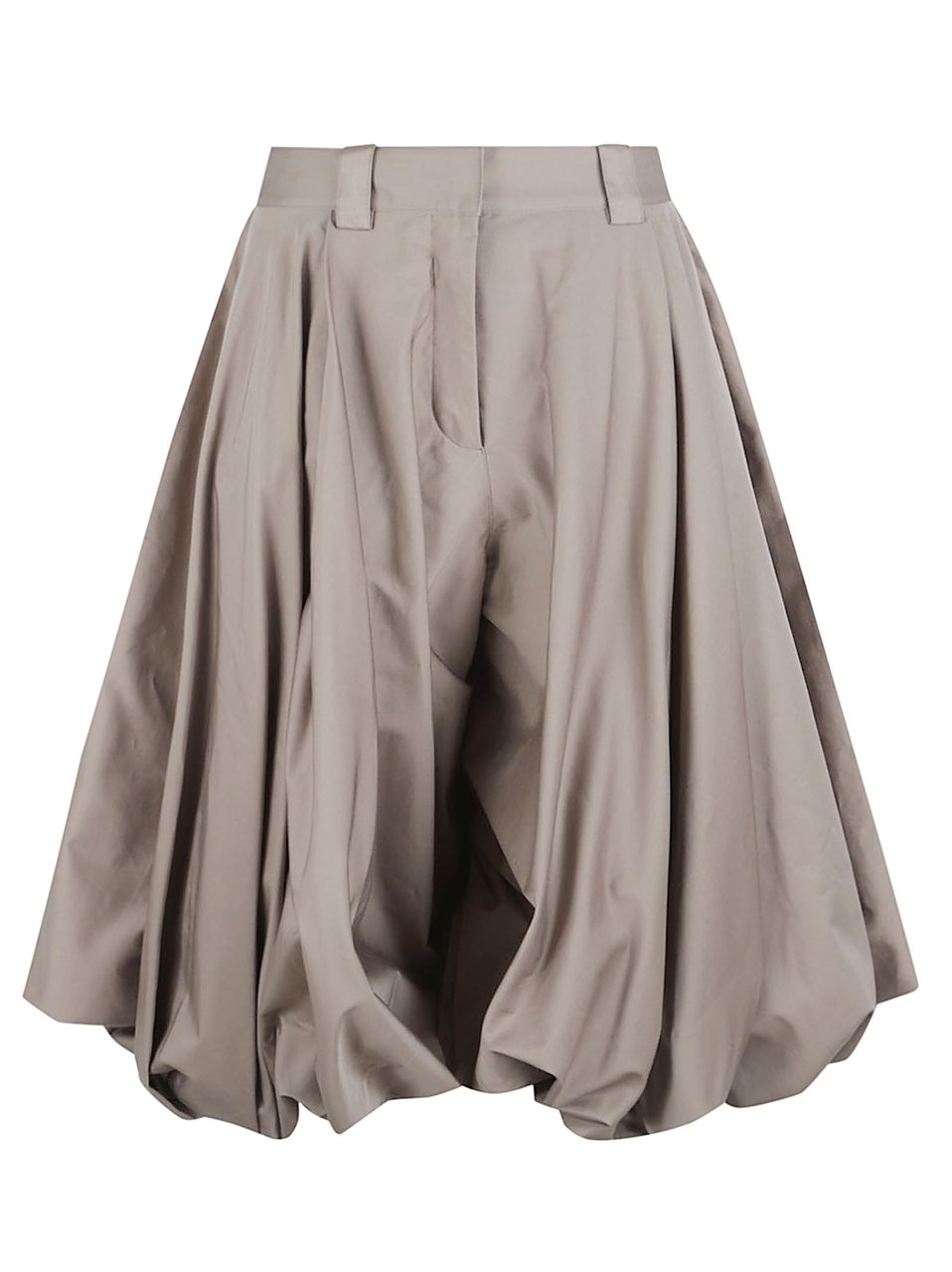 Balenciaga Balloon Silhouette Shorts with Draped Effect and Logo Patch Grijs
