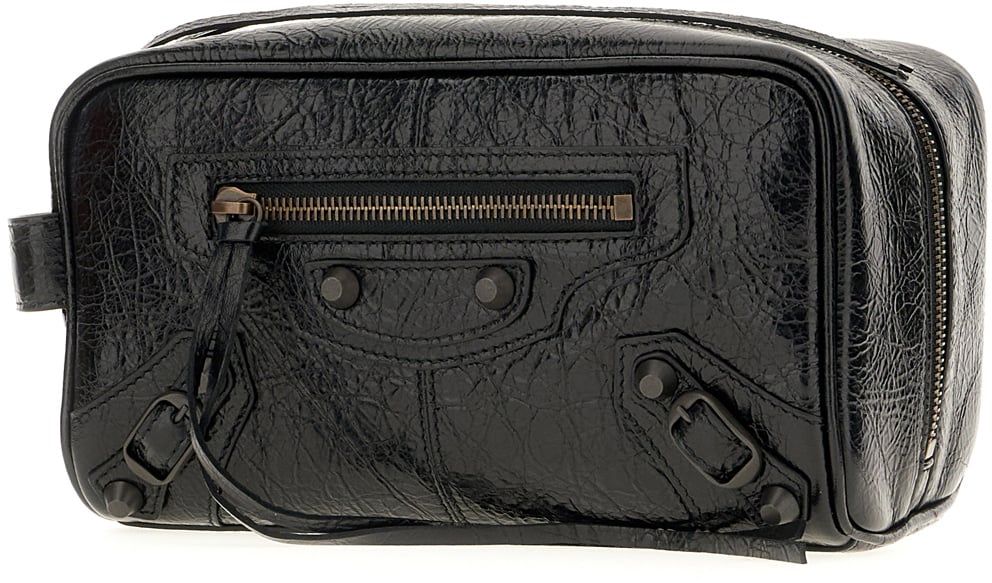 Balenciaga Balck leather Le City beauty case Zwart