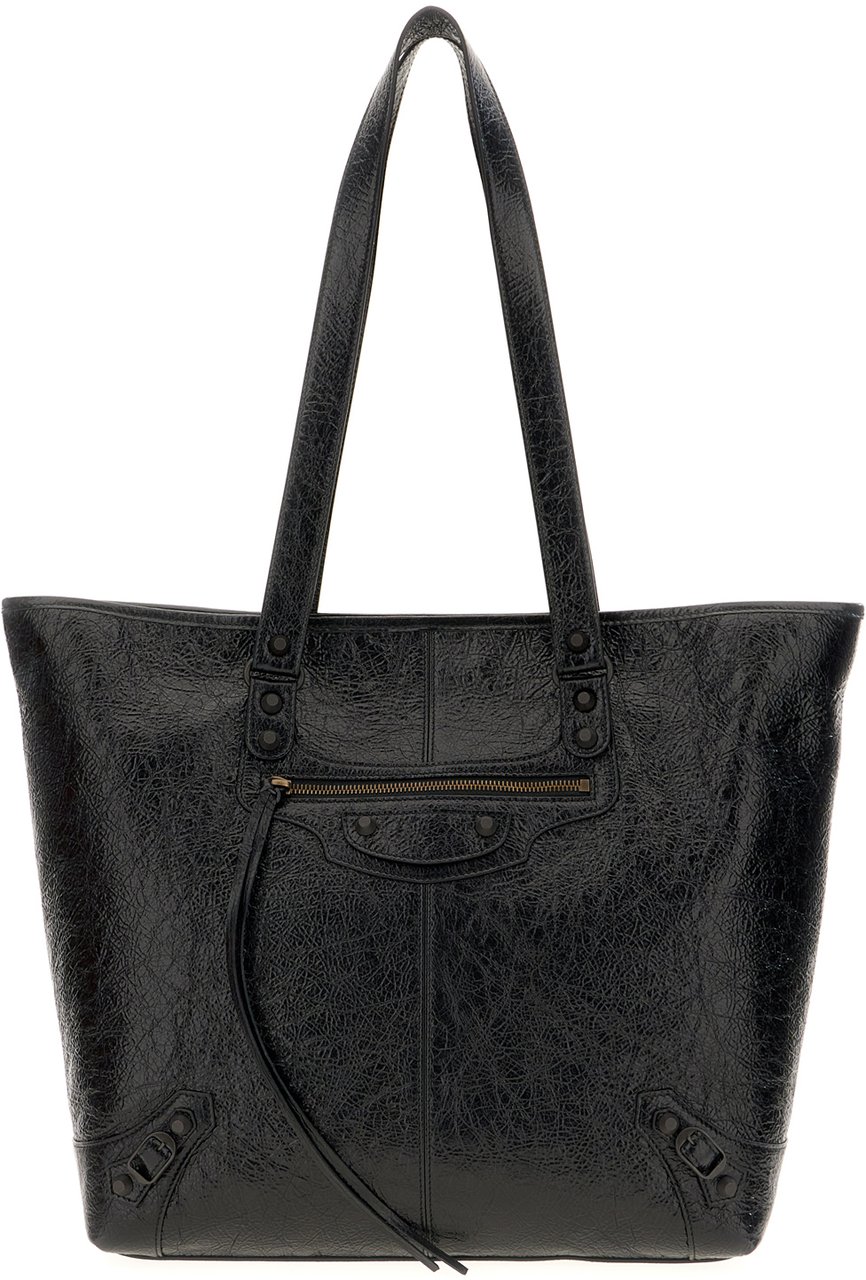 Balenciaga Black leather Le City Cabas shoulder bag Zwart