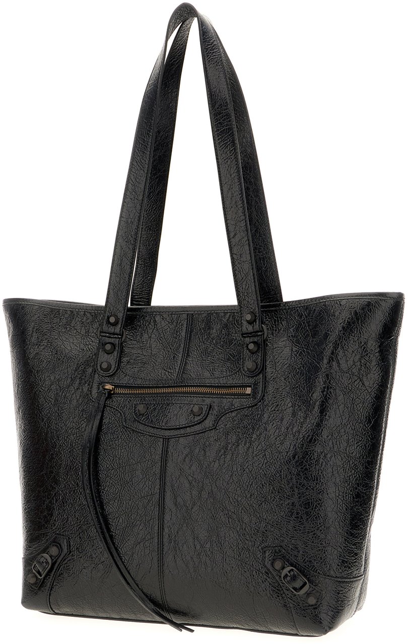 Balenciaga Black leather Le City Cabas shoulder bag Zwart