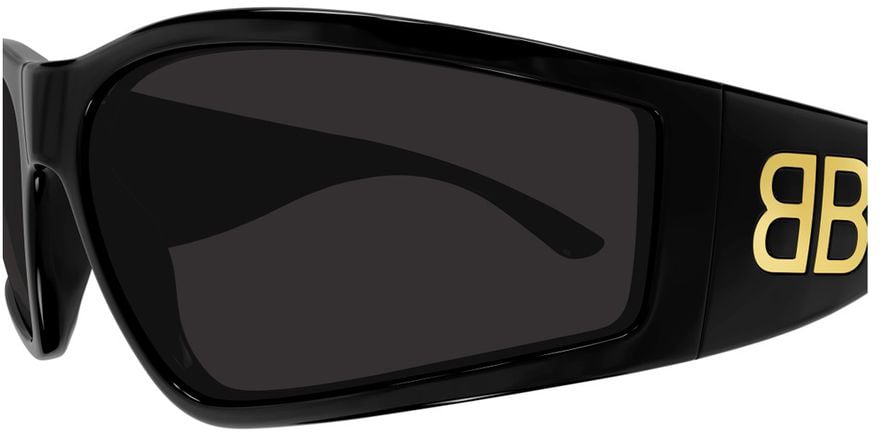 Balenciaga Bb0457S Linea Extreme Rectangular D-Frame Sunglasses Zwart
