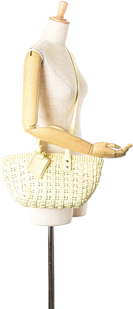 Balenciaga Faux Leather Bistro Panier XS Geel
