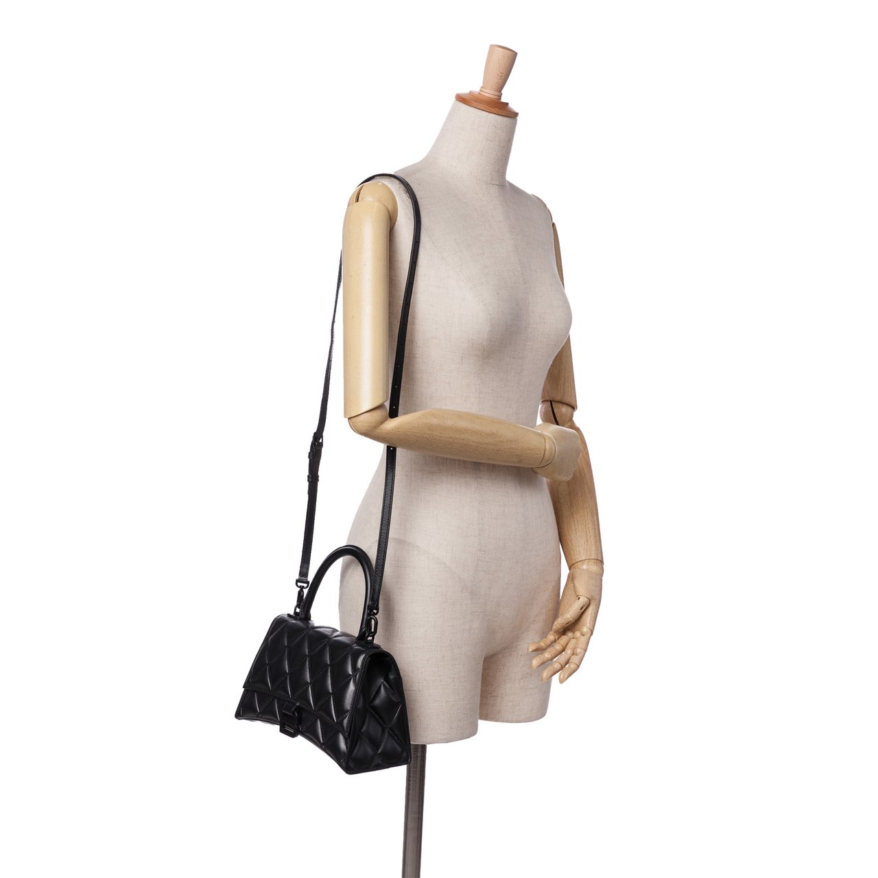 Balenciaga Small Quilted Leather Hourglass Top Handle Bag Zwart