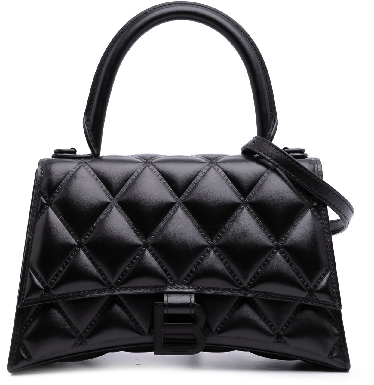 Balenciaga Small Quilted Leather Hourglass Top Handle Bag Zwart