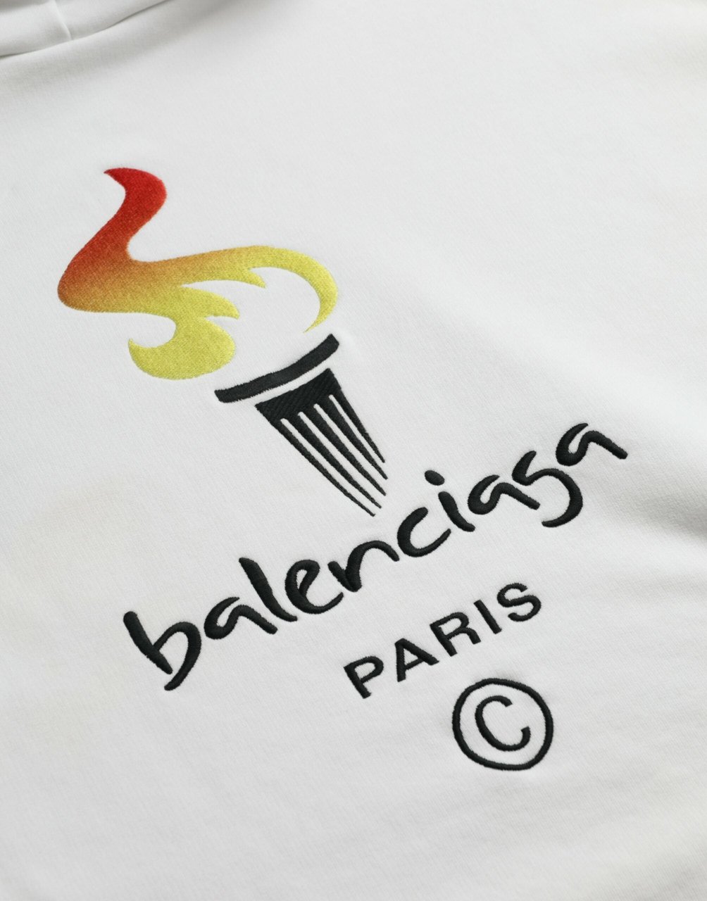 Balenciaga White Cotton Logo Hooded Pullover Sweatshirt Sweater Wit