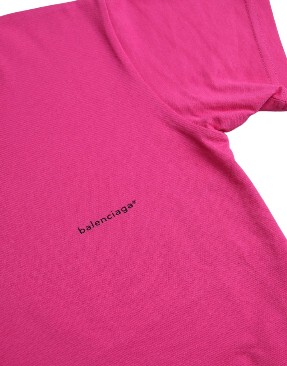 Balenciaga Pink Cotton Crew Neck Short Sleeves Tee T-shirt Roze