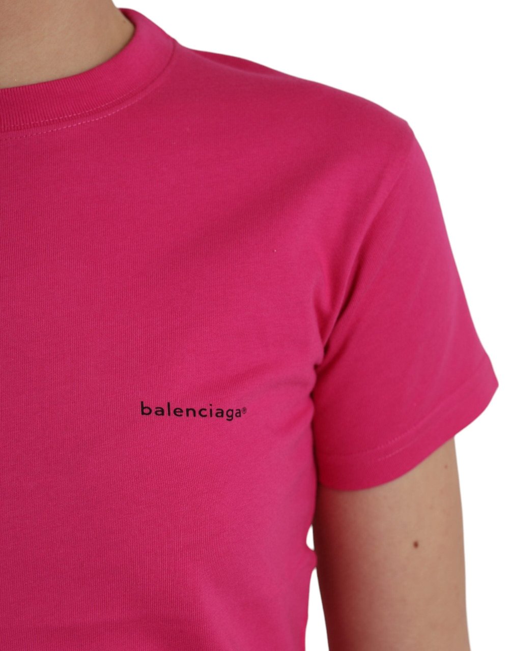 Balenciaga Pink Cotton Crew Neck Short Sleeves Tee T-shirt Roze