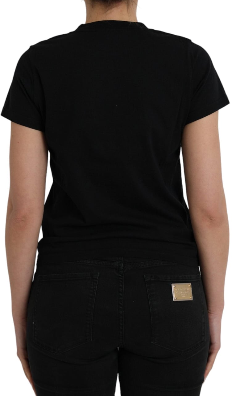 Balenciaga Black Cotton Logo Print Crew Neck Short Sleeves T-shirt Zwart