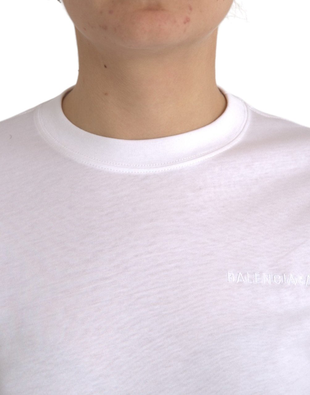 Balenciaga White Cotton Crew Neck Short Sleeves T-shirt Wit