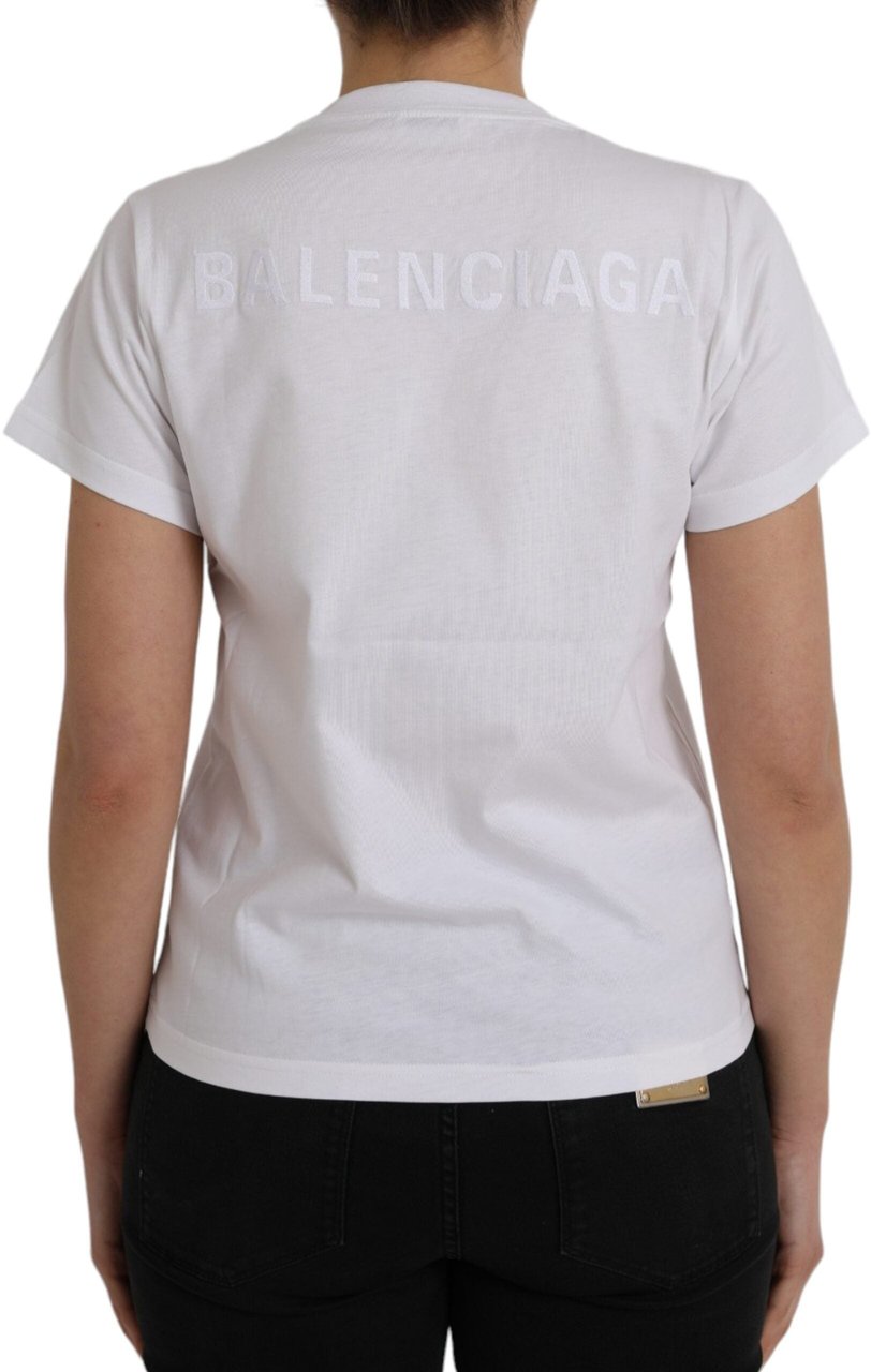Balenciaga White Cotton Crew Neck Short Sleeves T-shirt Wit