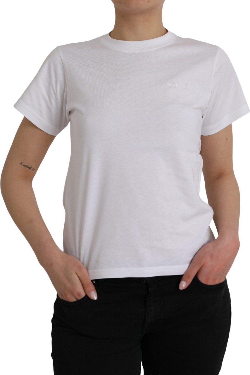 Balenciaga White Cotton Crew Neck Short Sleeves T-shirt Wit