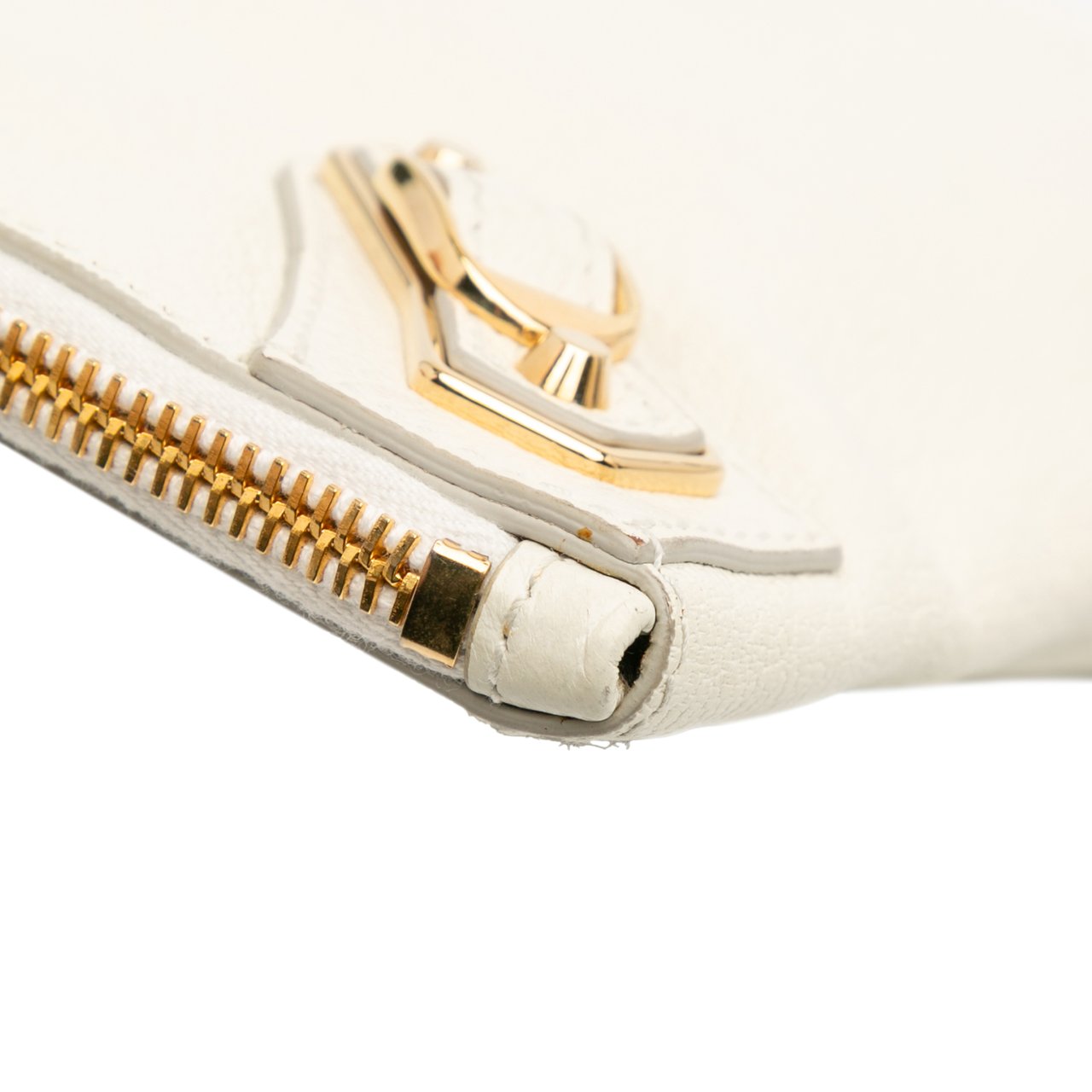 Balenciaga Chevre Motocross Classic Metallic Edge Clutch Wit