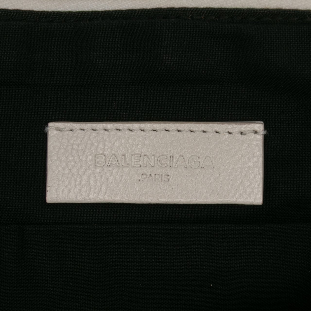 Balenciaga Chevre Motocross Classic Metallic Edge Clutch Wit