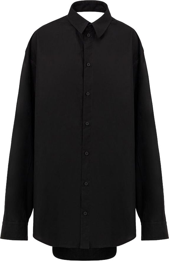 Balenciaga Black Cotton Long Dress Zwart
