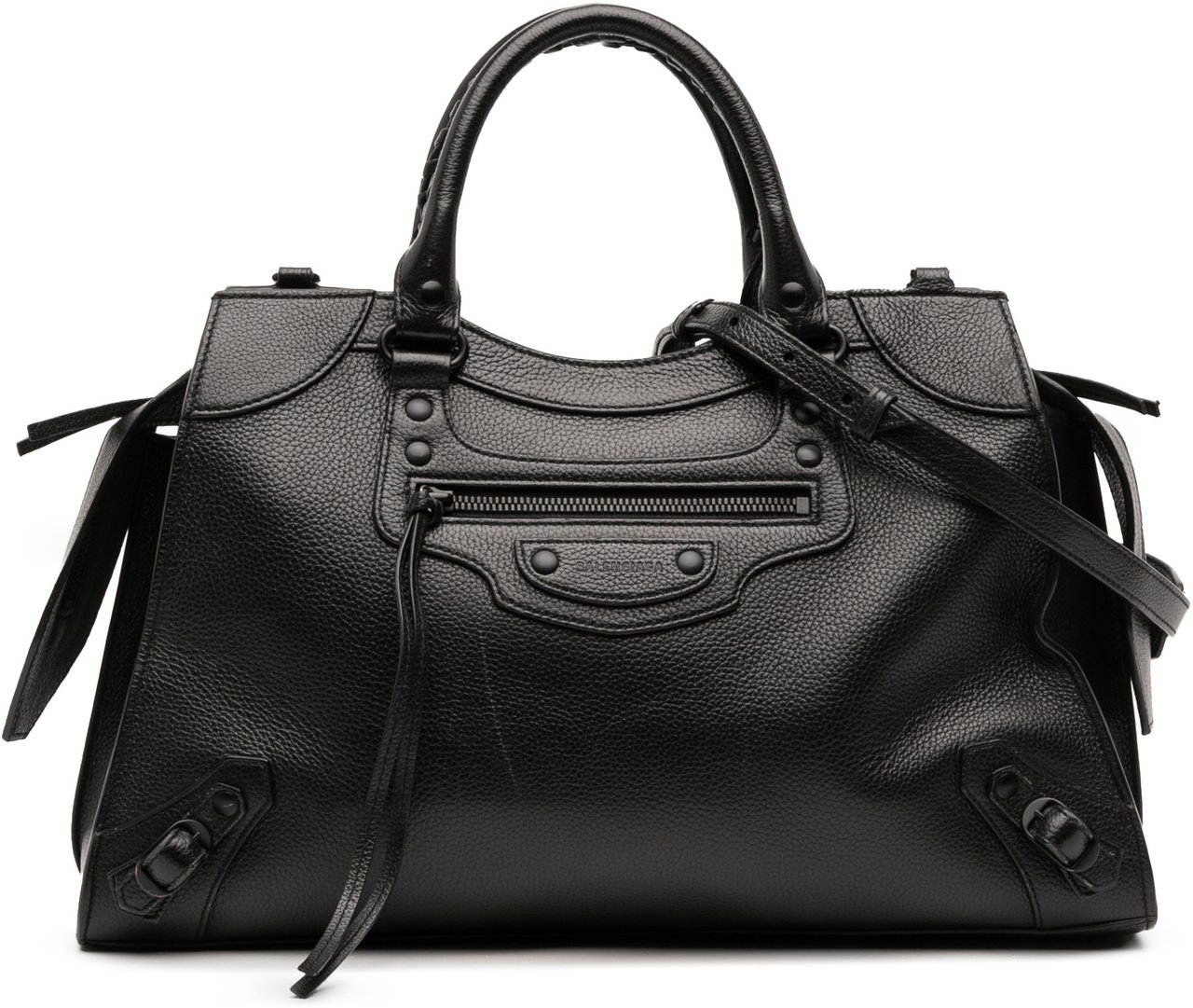 Balenciaga Medium Grained Calfskin Neo Classic City Satchel Zwart