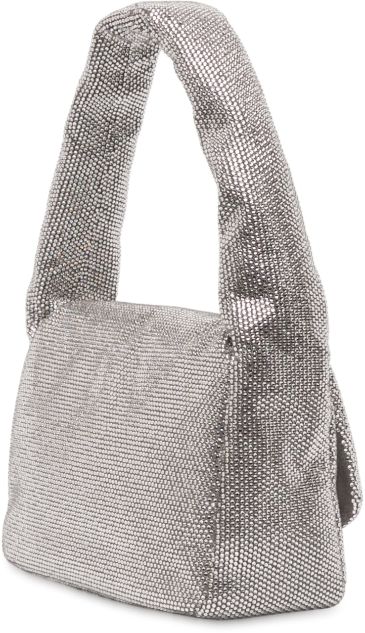 Balenciaga Small Rhinestone Embellished Calfskin Monaco Sling Shoulder Bag Zilver