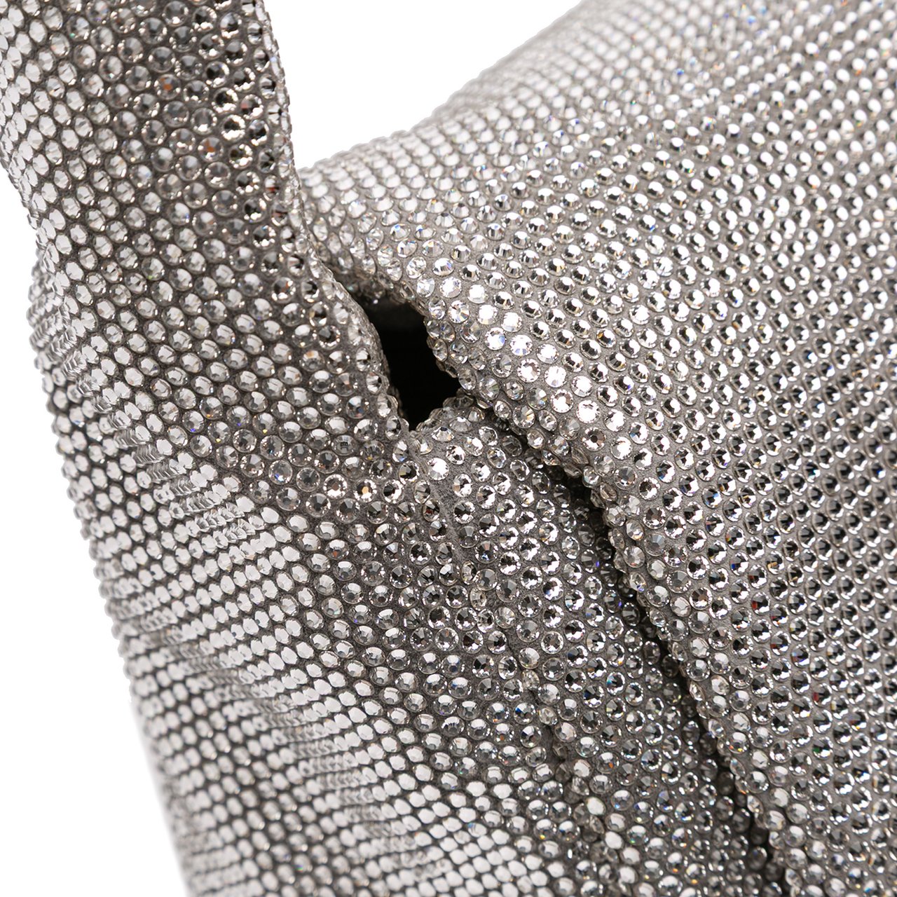 Balenciaga Small Rhinestone Embellished Calfskin Monaco Sling Shoulder Bag Zilver