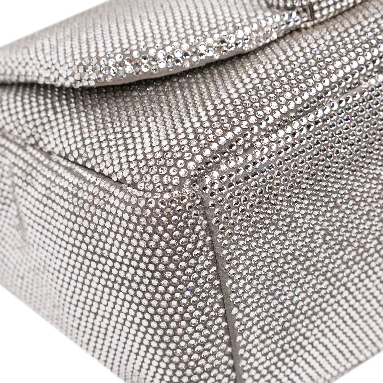 Balenciaga Small Rhinestone Embellished Calfskin Monaco Sling Shoulder Bag Zilver