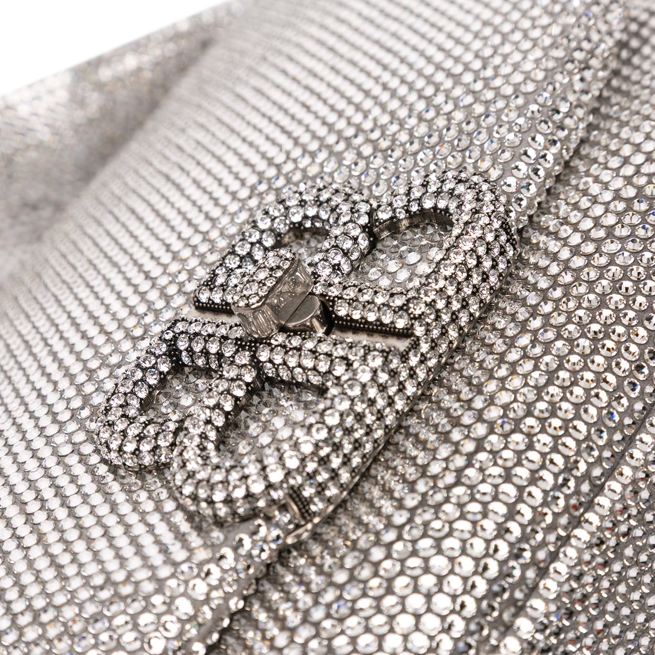 Balenciaga Small Rhinestone Embellished Calfskin Monaco Sling Shoulder Bag Zilver