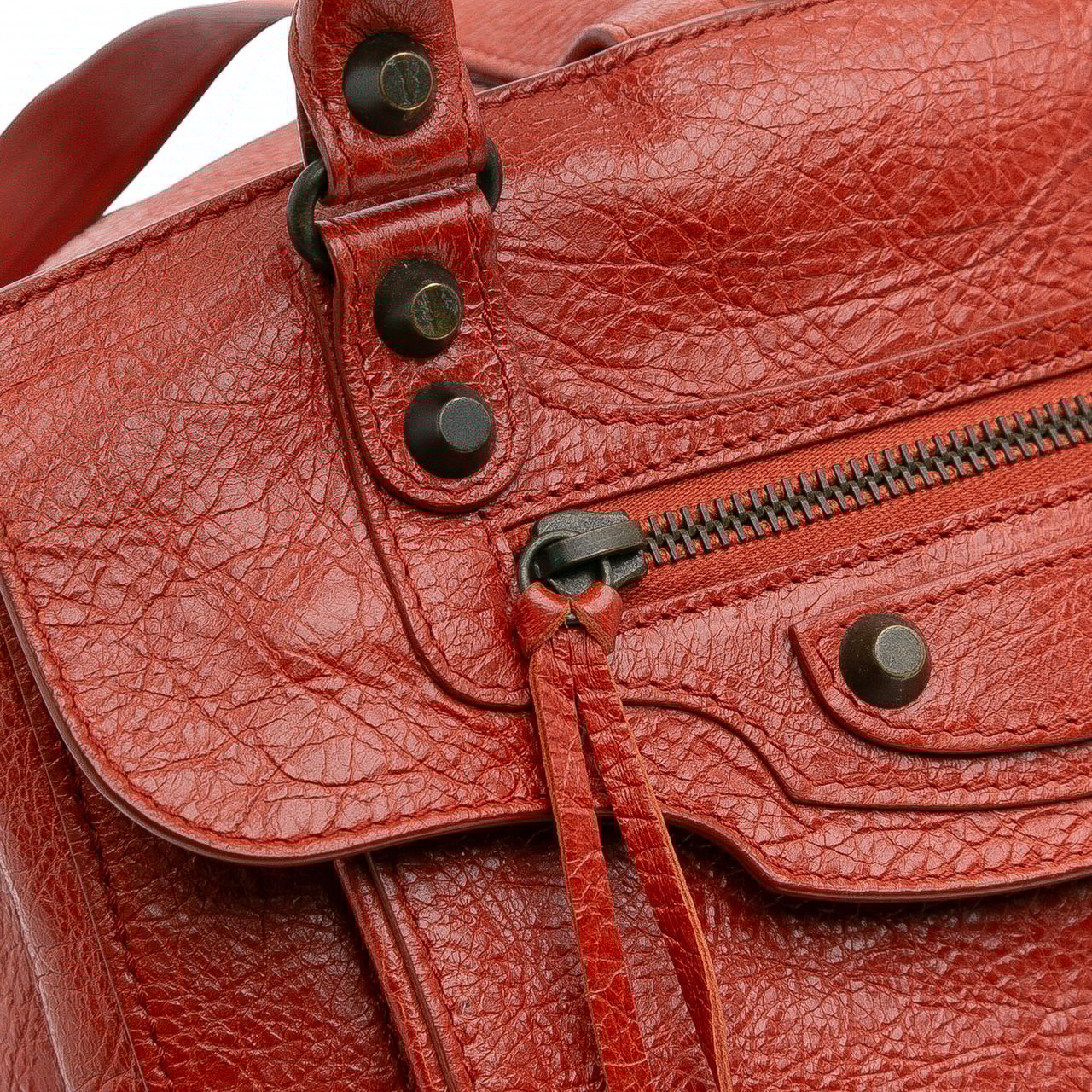 Balenciaga Lambskin Motocross Classic Traveler Convertible Backpack Rood