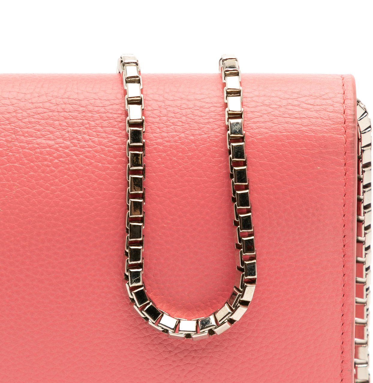 Balenciaga Grained Calfskin Motocross Classic Wallet on Chain Roze