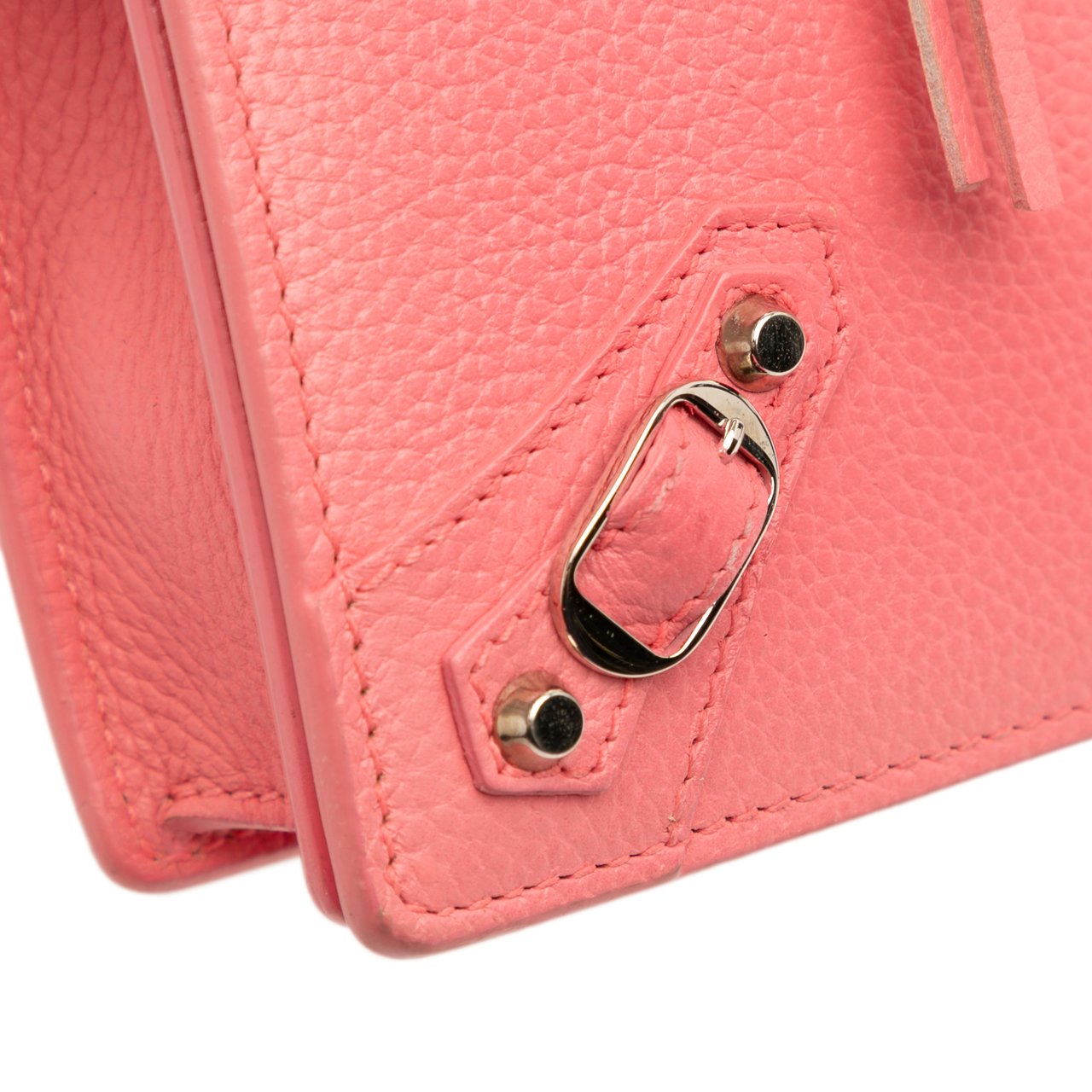 Balenciaga Grained Calfskin Motocross Classic Wallet on Chain Roze