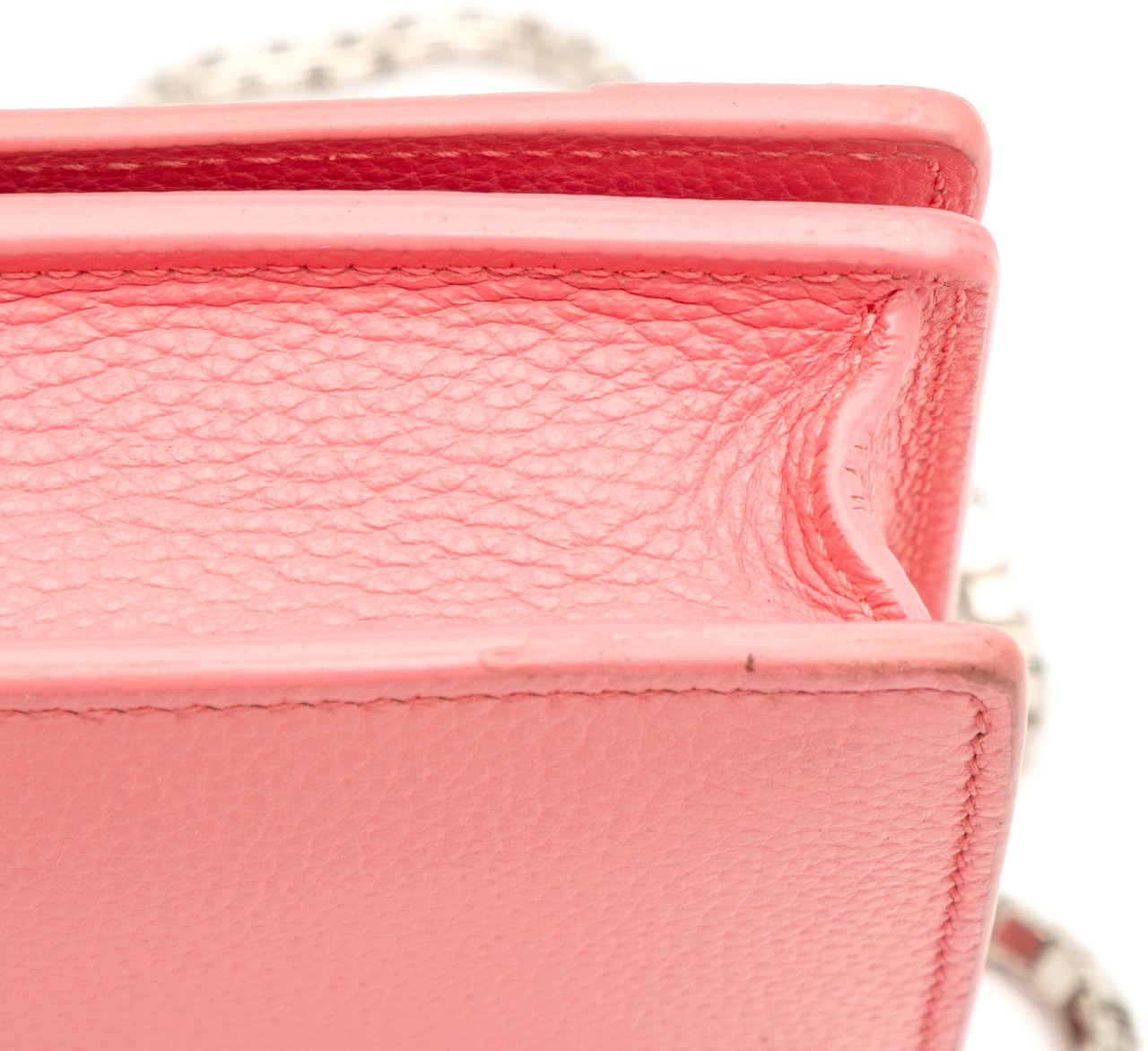 Balenciaga Grained Calfskin Motocross Classic Wallet on Chain Roze