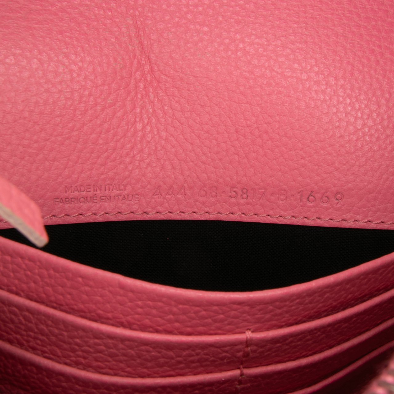 Balenciaga Grained Calfskin Motocross Classic Wallet on Chain Roze