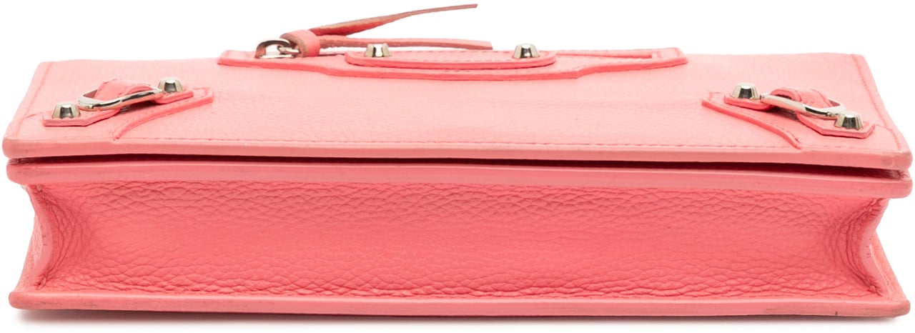 Balenciaga Grained Calfskin Motocross Classic Wallet on Chain Roze