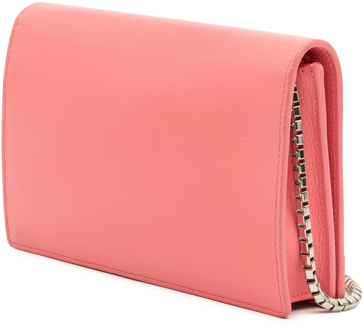 Balenciaga Grained Calfskin Motocross Classic Wallet on Chain Roze
