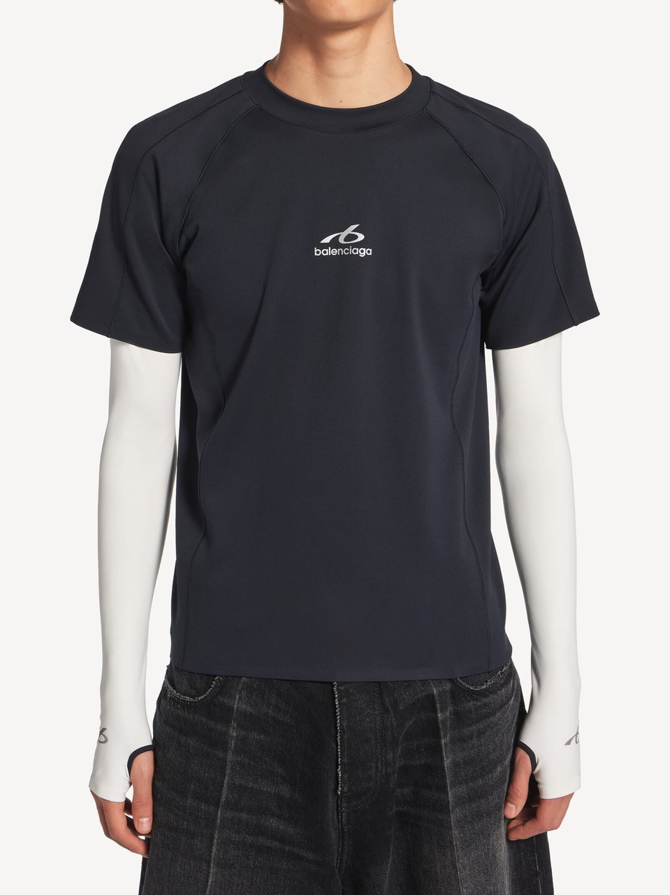 Balenciaga Layered Look Long Sleeve T-Shirt with Logo Detail Zwart