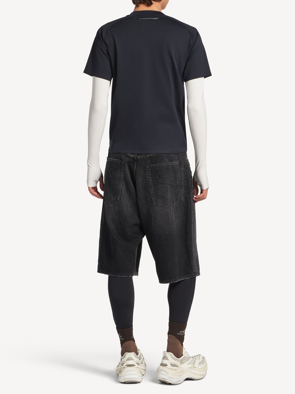 Balenciaga Layered Look Long Sleeve T-Shirt with Logo Detail Zwart