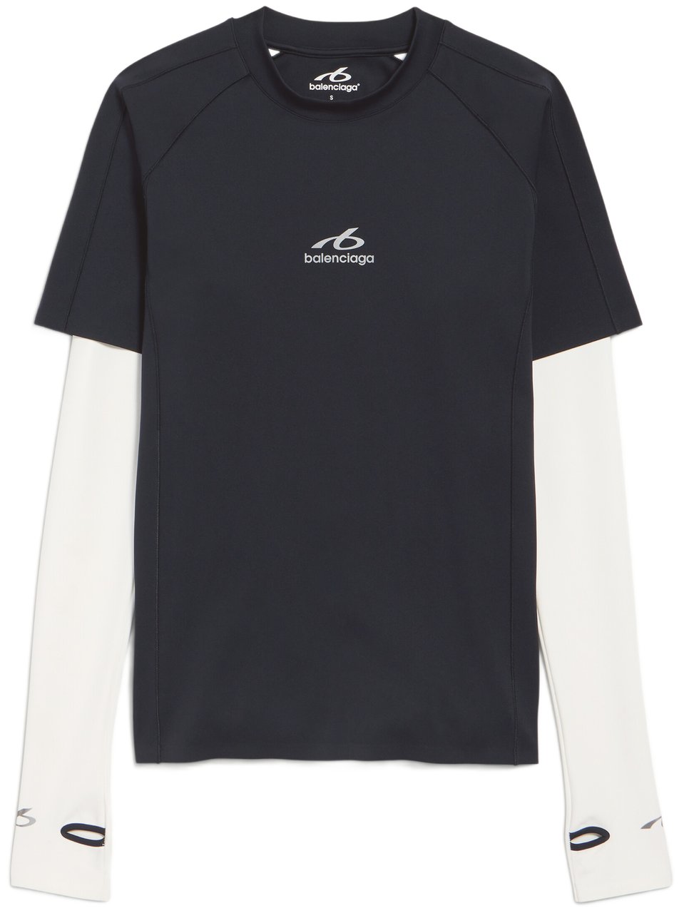 Balenciaga Layered Look Long Sleeve T-Shirt with Logo Detail Zwart