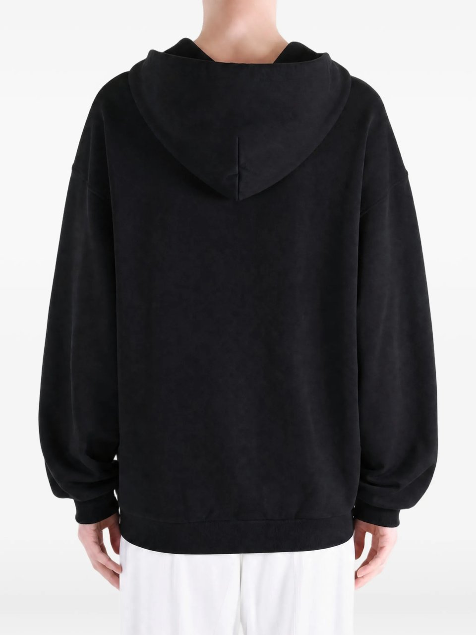 Balenciaga Graphic Print Zip-Up Hoodie with Relaxed Fit Zwart