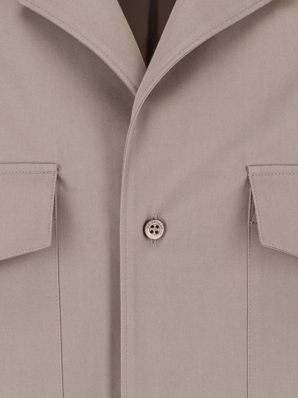 Balenciaga Boxy Cropped Shirt with Flap Chest Pockets Neutraal