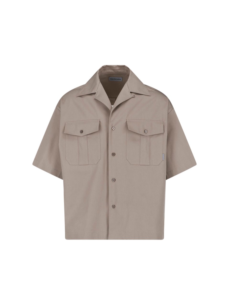 Balenciaga Boxy Cropped Shirt with Flap Chest Pockets Neutraal