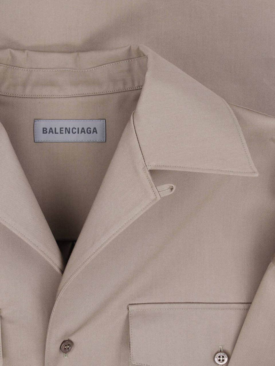 Balenciaga Boxy Cropped Shirt with Flap Chest Pockets Neutraal