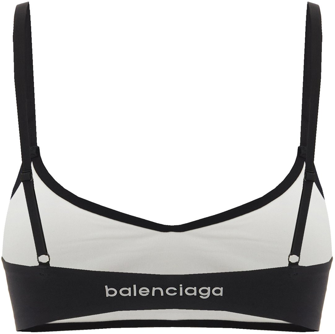 Balenciaga Black stretch nylon crop top Zwart