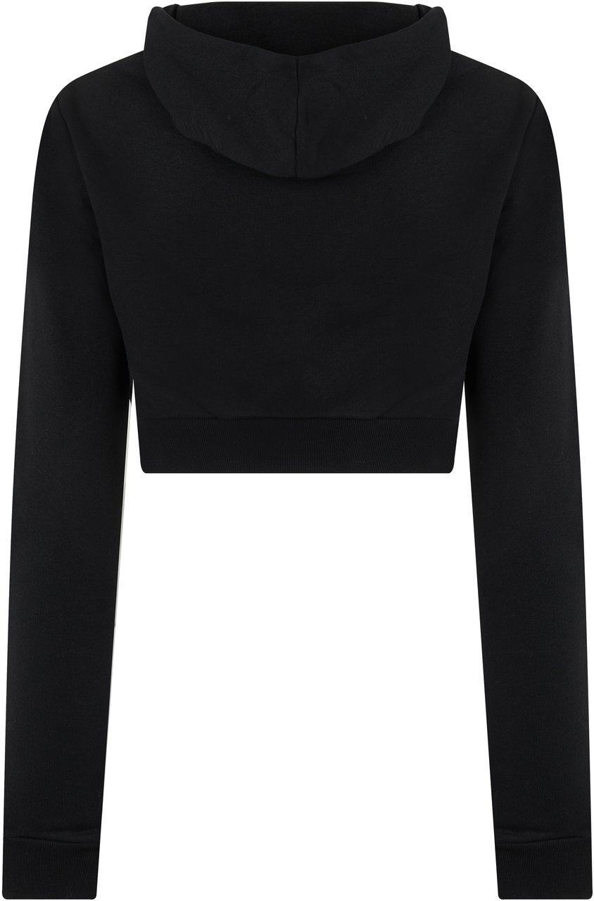 Balenciaga Cropped hoodie with zip and hood Zwart