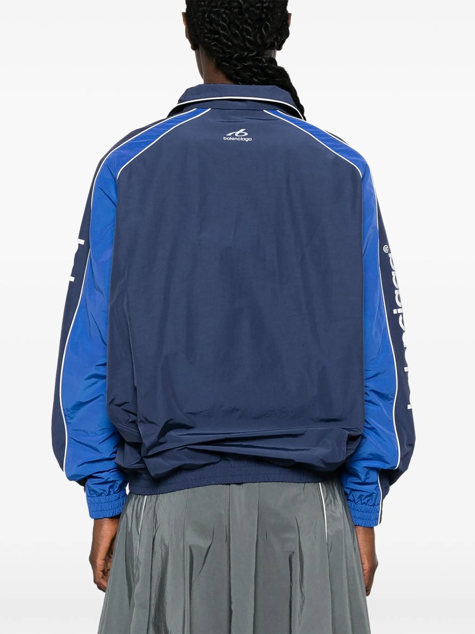 Balenciaga Cocoon Track Jacket with High Collar and Contrasting Panels Groen
