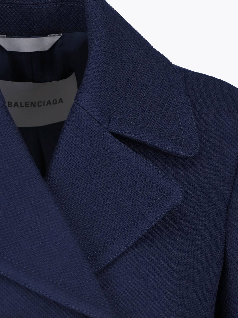 Balenciaga Cropped Double-Breasted Jacket with Gold Anchor Buttons Blauw