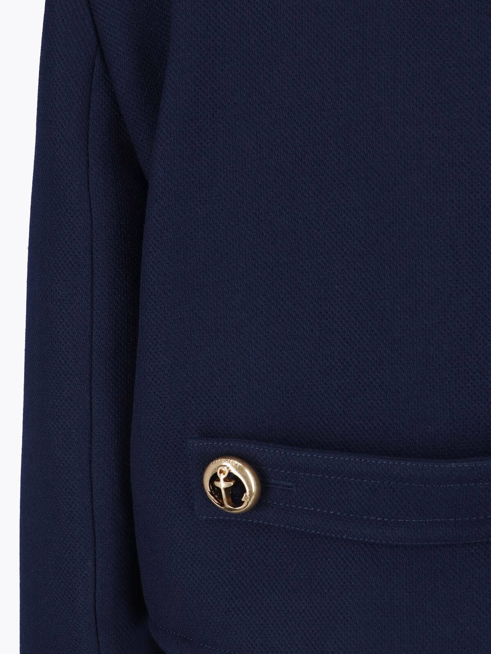 Balenciaga Cropped Double-Breasted Jacket with Gold Anchor Buttons Blauw