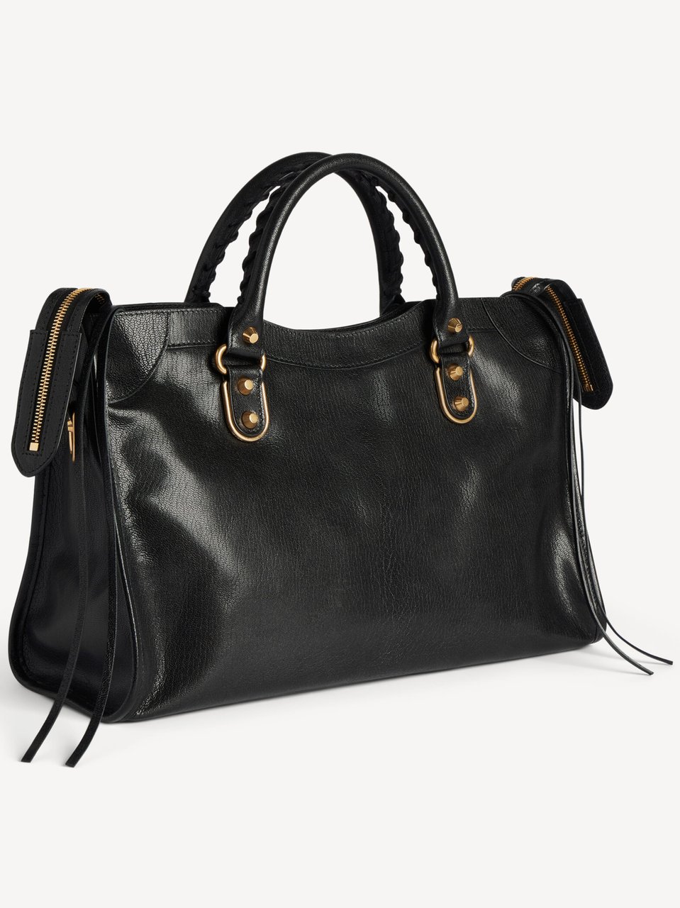 Balenciaga Rectangular Black Shoulder Bag with Braided Detailing Zwart