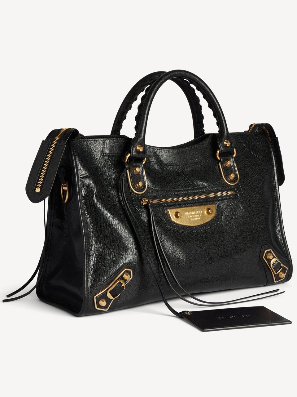 Balenciaga Rectangular Black Shoulder Bag with Braided Detailing Zwart