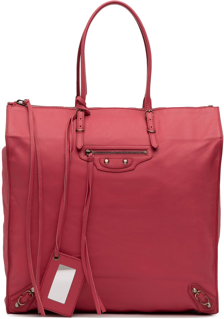 Balenciaga Leather Papier Ledger Tote Roze