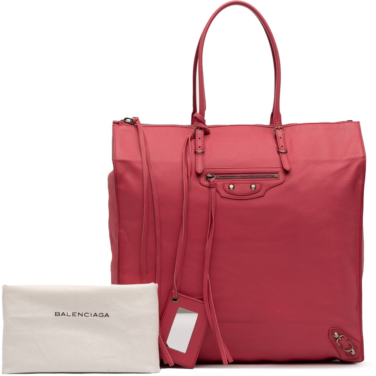 Balenciaga Leather Papier Ledger Tote Roze