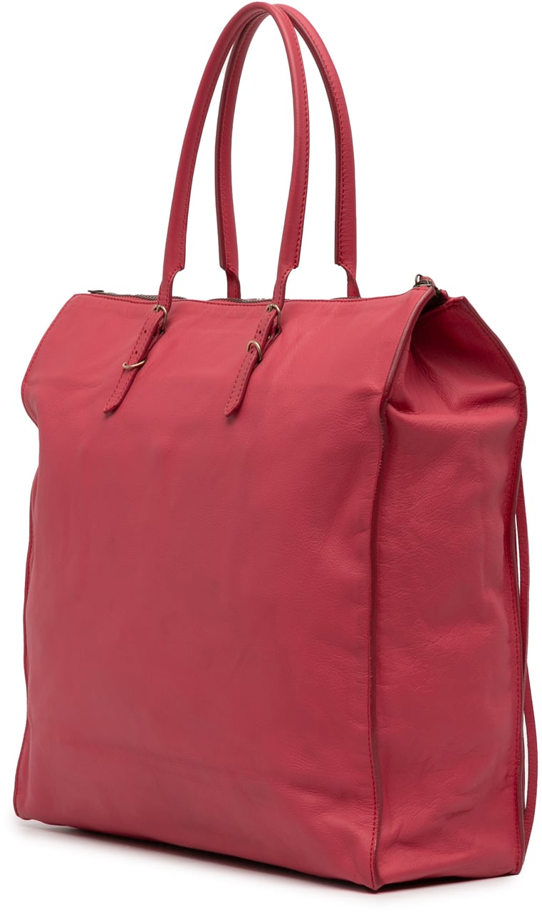 Balenciaga Leather Papier Ledger Tote Roze