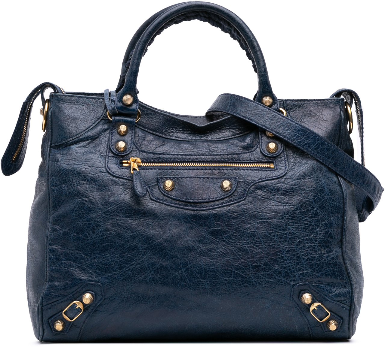Balenciaga Lambskin Motocross Giant 12 Velo Satchel Blauw