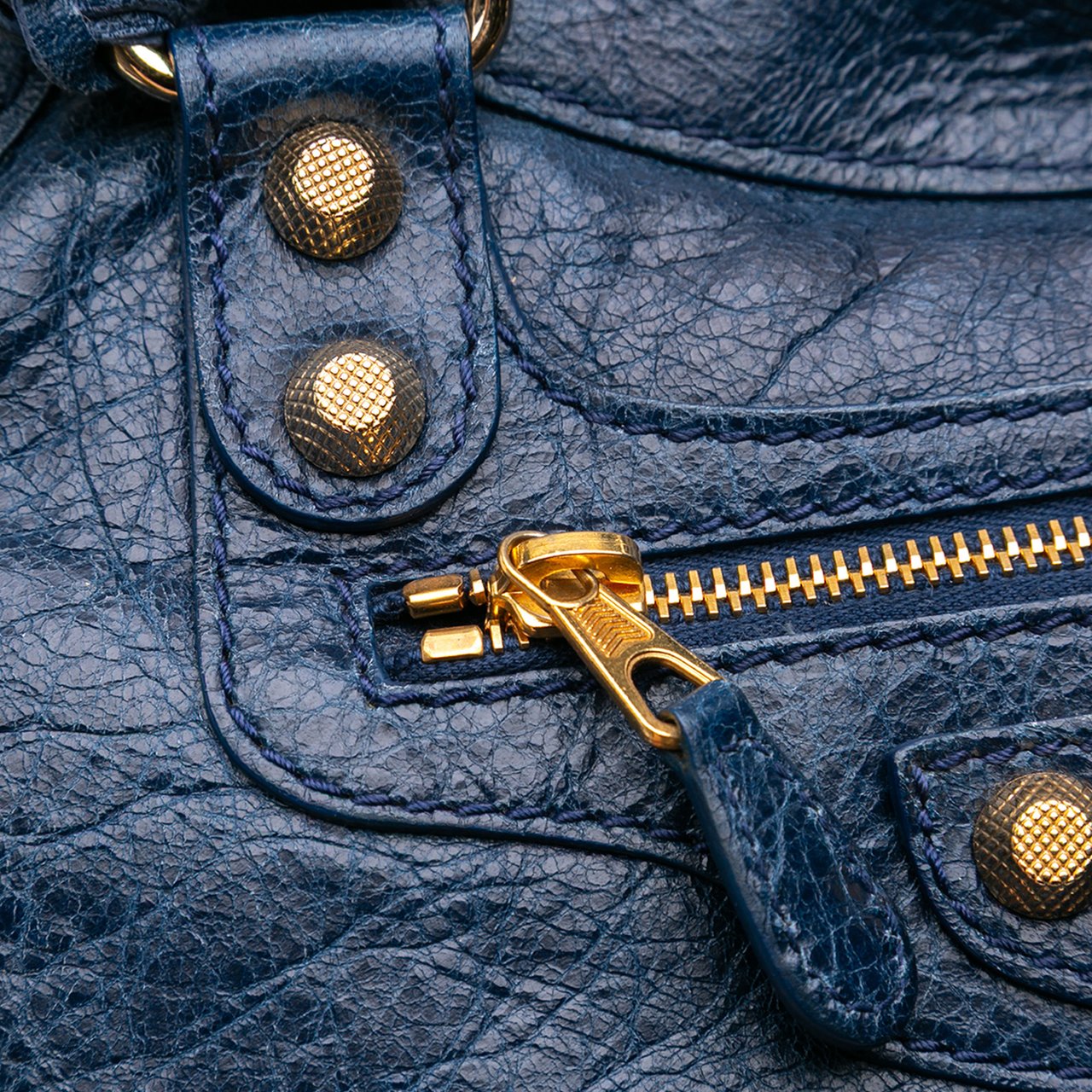 Balenciaga Lambskin Motocross Giant 12 Velo Satchel Blauw